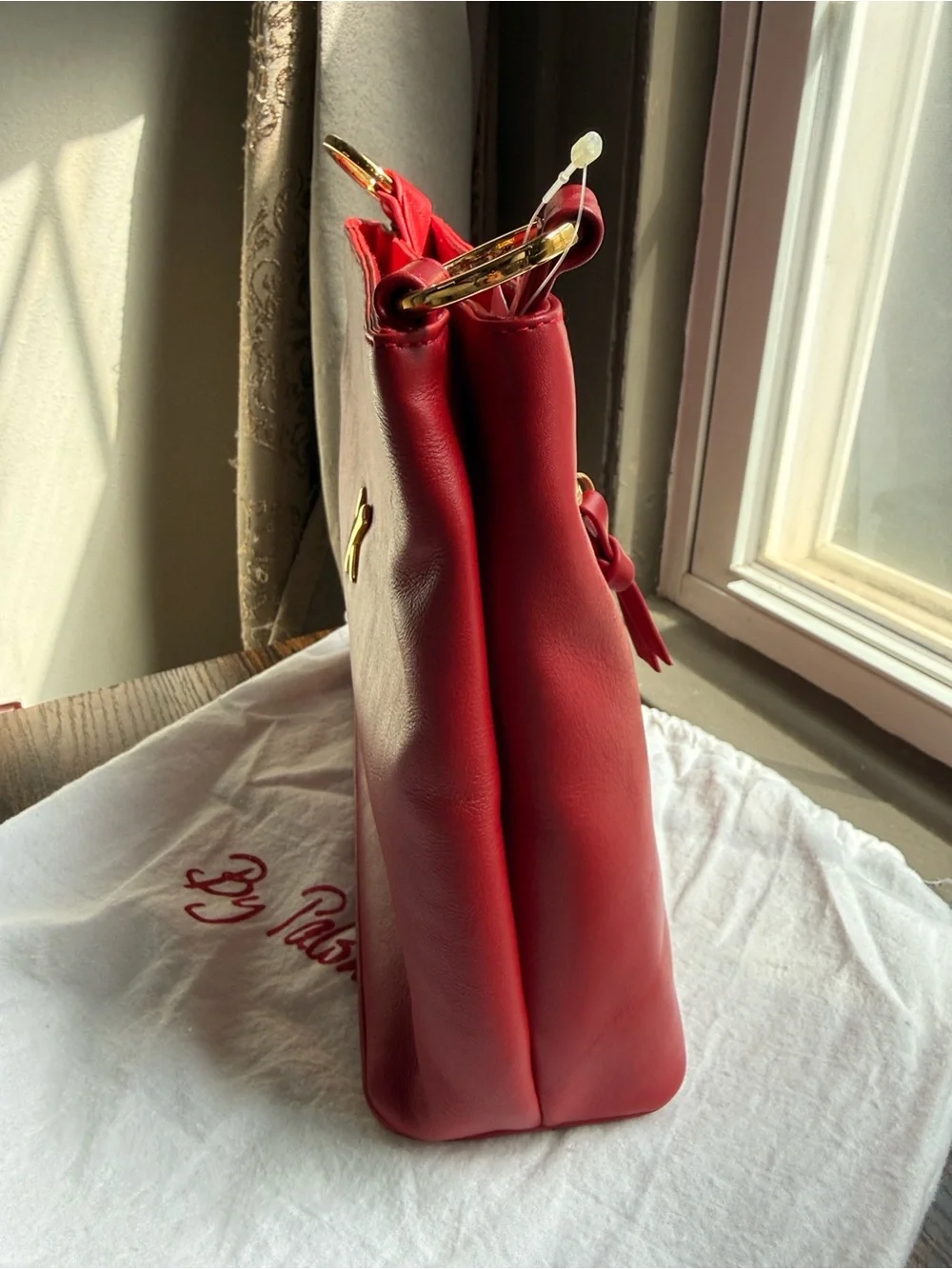 NWT Paloma Picasso Red Leather Shoulder Bag with Gold Hardware